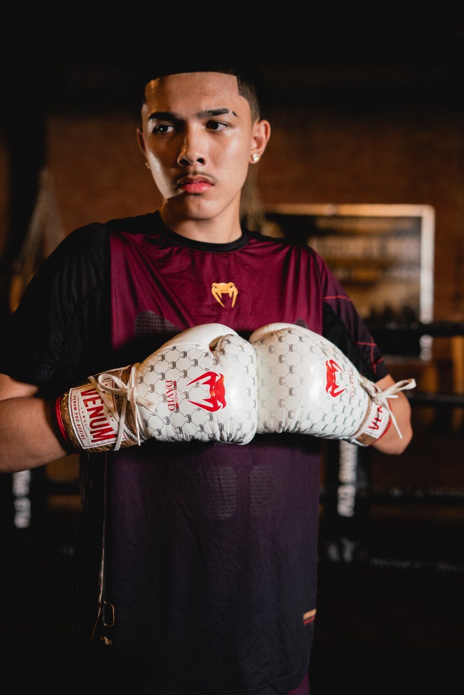 David "King" Garcia holding his gloves